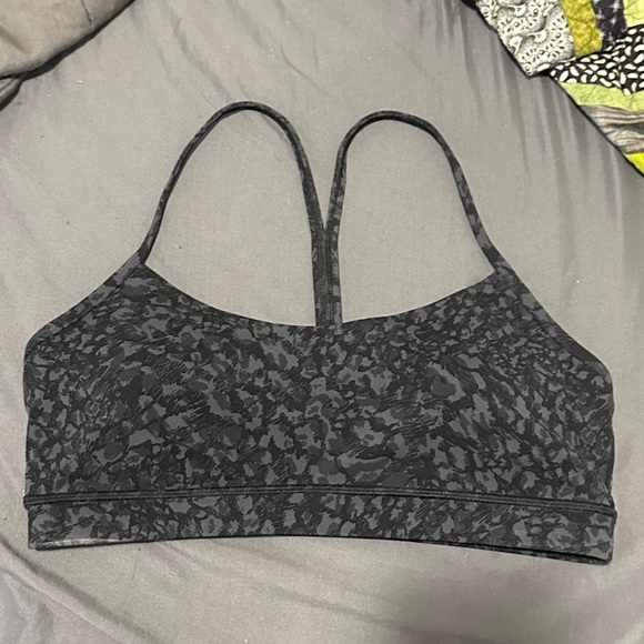 Lululemon Flow Y Bra Nulu Wild Thing Camo Deep Coal Mult Size 12 - Picture 3 of 4